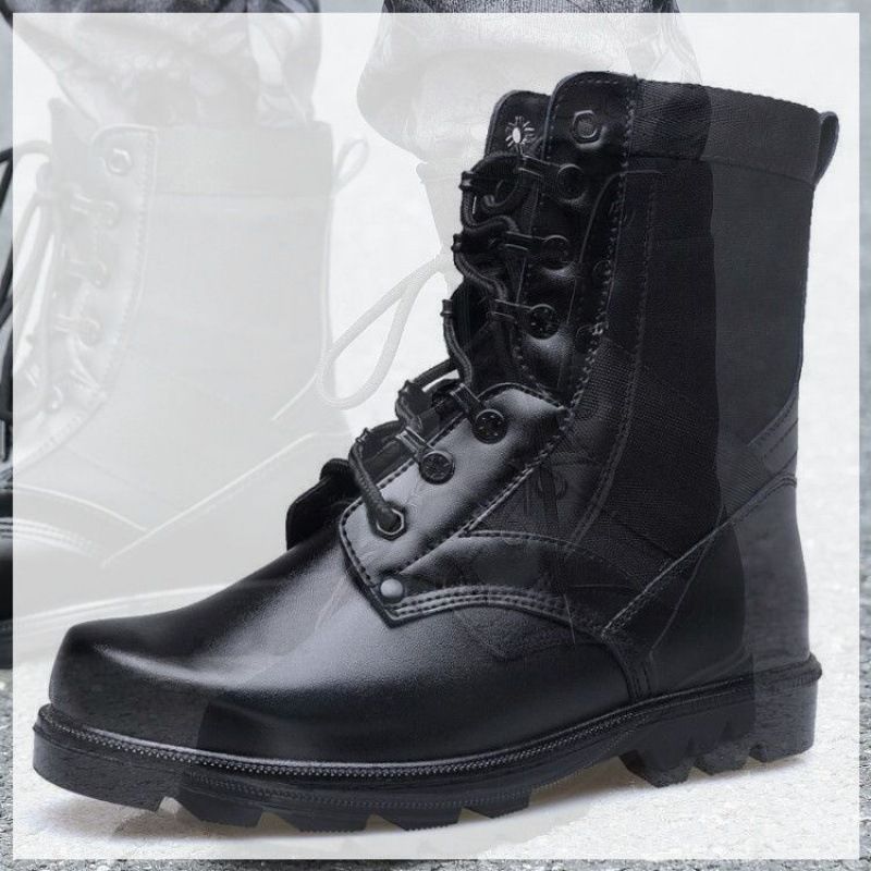 European Warm Series New Men Ultra-light Breathable Spring High-top Combat Training Security Guard Shock Absorption Single Boots Women_vogvips.com