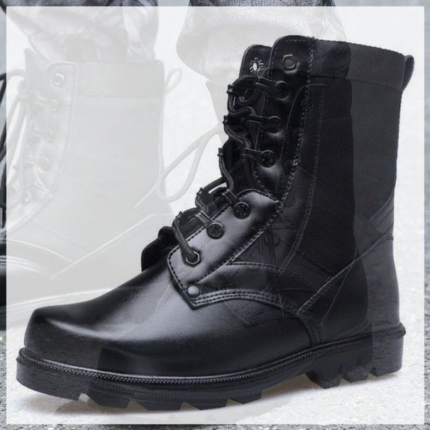 European Warm Series New Men Ultra-light Breathable Spring High-top Combat Training Security Guard Shock Absorption Single Boots Women_vogvips.com