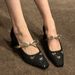 New Season Arrival: French-style Square-toed High Heels For Women With Chunky Heel, Bow Detail, And Mary Jane Design_vogvips.com