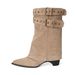 Women's Shoes Autumn/Winter New Style Pointed Toe Trouser Boots With Belt Buckle, High Heeled Ankle Boots, Retro Style, Sexy Martin Boots For Women._vogvips.com