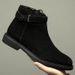 Chelsea Boots Men's Zipper Heightening Short Boots Men's Korean Version Medium-top Style High-top Men's Leather Boots_vogvips.com
