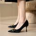 2025 New White Chain Style Professional High Heels Wo, Thin Heel Elegant Soft Leather French Pointed Toe Pumps For_vogvips.com