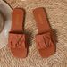 plus Size Trendy Beach Sandals For Women Summer Square Toe Flat One Strap Color Block Suede PU Footwear Brown Rubber Sole_vogvips.com