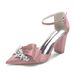 Women's Chunky Heel Pointed Toe Hollow Rhinestone Wristband Wedding Dress Shoes Bridesmaid Evening Footwear Size 35 To 40_vogvips.com