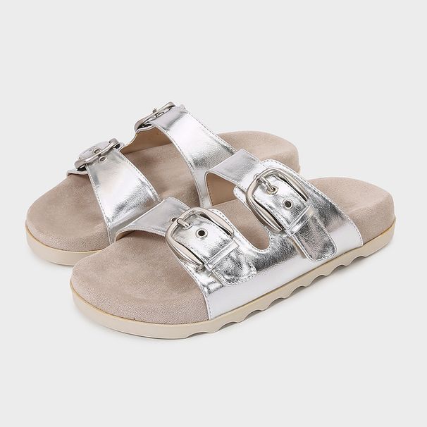 Summer Women's Animal Print Buckle Flat round Toe Casual Sandals Thick Sole Beach Slippers ZA2025_vogvips.com