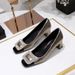 5299-K32 Korean Version Light Luxury Women's Shoes, Thick Mid Heel, Shallow Mouth Burst Pattern Splicing, Square Head_vogvips.com