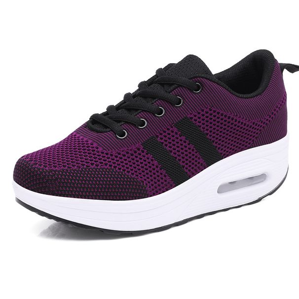 Women's Knit Breathable Sneakers - Platform Cushioned Sole For Casual Wear & Light Sports_vogvips.com