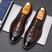 Euro Step Brogue Leather Business Formal Pointed Crocodile Pattern Spring Soft Sole Top Layer Cowhide Men's Shoes_vogvips.com