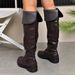 Plus Size Over-the-Knee 2025 Autumn Winter New British Style Chunky Heel Slip-On Women's Leather Boots_vogvips.com