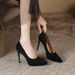 1088-8 Houndstooth Pointed Toe Stiletto For Women 2025 New European And American Suede Ultra High Heels 11CM_vogvips.com