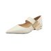 French 2025 Spring And Autumn New Style Pointed Flat Bottom Metal Buckle Color Blocked Light Mouth Mary Jane Single_vogvips.com