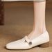 Women Square Toe Floral Metal Buckle Loafer Pumps, Faux Leather T‑Strap Low Block Heel Mary Jane Shoes, Soft Insole Closed‑Toe Comfort Dress Heels_vogvips.com