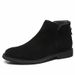 Leather Chelsea Boots Men's Velvet Leather Pointed High Top Leather Shoes Medium Short Boots Martin Boots Black_vogvips.com