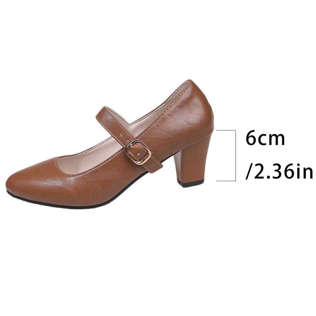 plus Size Autumn Pointed Toe High Heel Single Shoes European American Style Shallow Mouth Chunky Heel Dress Shoes for Women_vogvips.com
