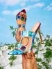 Women's Colorful Abstract Print Pointed Toe Stiletto Heels, Square Decor Clear Strap Slip-On Party Mules_vogvips.com