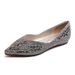 Weiwei Girls Flat Peas Shoes Soft Bottom Shallow Mouth Pointed Toe Rhinestone Sequins Large Size Women's Footwear 658 88_vogvips.com