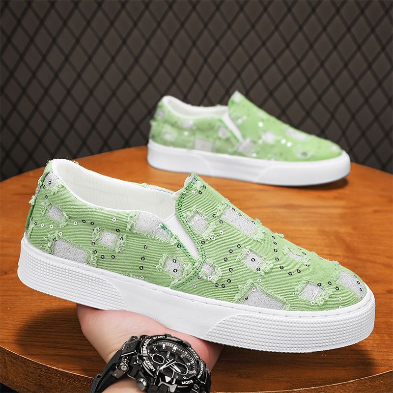 Summer Breathable Canvas For Men, Slip-on Driving Non-slip, Wear-resistant, Fashionable, Versatile Trendy Shoes,_vogvips.com
