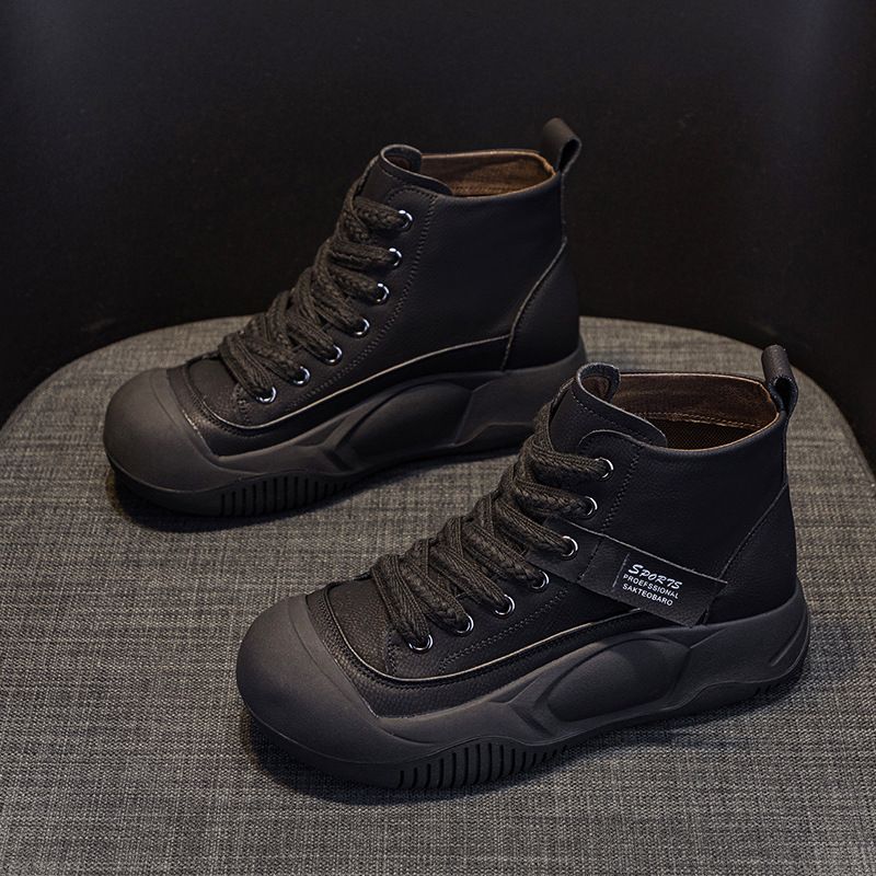 Martin Boots Women's Shoes Platform Heightening Short Boots High Top Casual Shoes Retro British Style_vogvips.com