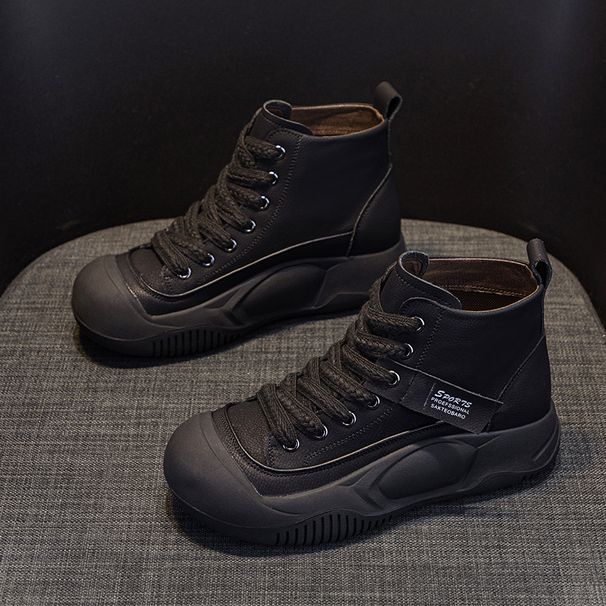 Martin Boots Women's Shoes Platform Heightening Short Boots High Top Casual Shoes Retro British Style_vogvips.com