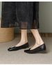 Genuine Leather Flat 2025 Spring-summer New Style Square Toe Rhinestone Shallow Mouth Versatile Mom Large Size Women's_vogvips.com
