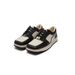 Square-toed Black White Color-blocked Sneakers, Retro Low-top Casual , Unisex Breathable And Durable Trendy Sports_vogvips.com