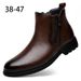 Men's Polished Retro Casual Men's Leather Boots Side Zipper Cotton Boots Breathable Martin Boots Low Heel Leather Boots Men's Shoes_vogvips.com