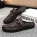 Leather Men Half Slippers Summer Breathable Mens Casual Shoes Slip-on Lazy Driving Shoes Comfortable Walking Loafers Moccasins_vogvips.com