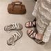2025 Summer New Open-Toe Roman Sandals Lightweight Non-Slip Design Versatile Beach Flat Shoes For Women Outdoor Wear_vogvips.com