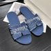 plus Size Women's Flat Slippers Lightweight Indoor And Outdoor Brushed Denim One Strap Sandals_vogvips.com