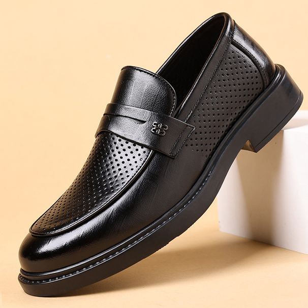 Men's Fashion Loafers Slip-On Leather Shoes Breathable Comfortable Dress Shoes_vogvips.com