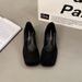 French Evening Wind Square Head Shallow Mouth Thick High Heels Women's Retro Maillard Not Tired Feet Small Leather Shoes Single Shoes_vogvips.com