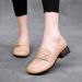 2022 New Women's Loafers With Metal Decoration, Top Layer Cowhide, Large Size, Soft Leather, British Style, Mid-Heel_vogvips.com