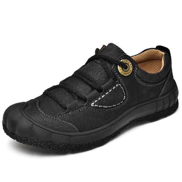 Men's Work Shoes Autumn Genuine Leather Outdoor Casual Shoes Non-Slip Low-Top Lace-Up Toe-Covering Hiking Shoes_vogvips.com