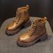 Martin Boots Women's British Style Short Boots Leather Surface Thick Sole Heightening Retro Boots Women_vogvips.com