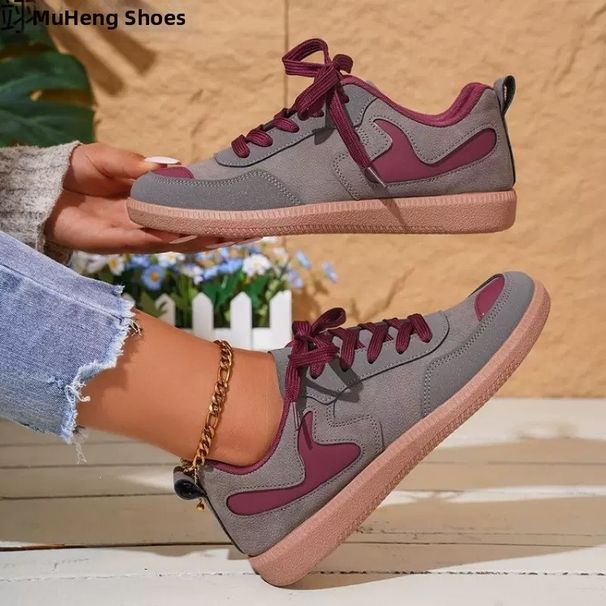 Women's Plus Size Cross Training Shoes Retro Color Block Flat New American Style Wholesale_vogvips.com