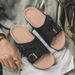 2025 Summer Women's Fashion One-Strap Women's Outdoor Flat Comfortable Suede For Beach_vogvips.com