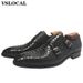 Luxury Men Loafers Slip On Snake Print Dress Mens Casual Black Blue Real Leather Double Monk Strap Shoes Man_vogvips.com