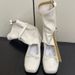 Sheepskin Version ~ Korean Style Niche Square Toe Bow Genuine Leather French Mary Jane Flat Shoes Women's Short Boots_vogvips.com