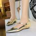 3683-13 Fashionable And Stylish Women's With Shallow Mouth, Sloping Heel, Diagonal Straw, Decorative Hand Grip Pattern,_vogvips.com