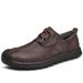 Euro Step Casual Leather For Men 2025 New Soft Sole Non-Slip Loafers Slip-On Large Size Men's Shoes 464748_vogvips.com