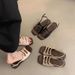 Women's Fashion Sandals Summer 2025 New Vintage French Fairy Style Beach Seaside Travel Soft Flat Roman Shoes_vogvips.com