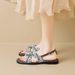 Weiwei Girl 6076-5 Flat Summer Outwear One Line French Roman Sandals Large Women's Shoes_vogvips.com