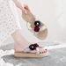 Women’s Shoes Summer Small Fragrance Style Outdoor Vacation BeachSlippers Women's Wedge Heel Flower Beach Shoes_vogvips.com