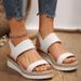 Plus Size Women's Summer New Peep Toe Flat Sandals Elastic Slip On Thick Sole Wedge Heel Sandals For Ladies_vogvips.com