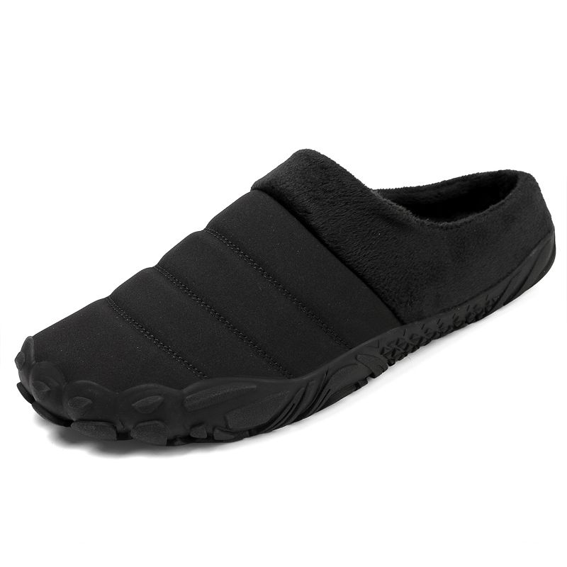 Winter Warm Plush Couple Thick Sole Home Indoor Slippers Outdoor Waterproof Non-slip Men Shoes Flat Footwear_vogvips.com