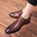 Euro Step Men's Leather Korean Trend Brogue British Style Business Formal Casual Fashion Hairstylist Wedding Shoes_vogvips.com