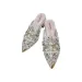 Okimoz Exquisite Beaded Embellished Mules With Pointed Toe And Gold Heel Embossed Leather Appliques Big Size_vogvips.com