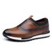 Euro Step 2025 Spring New Top Layer Cowhide Men's Brogue Loafers Genuine Single Flat Leather Shoes_vogvips.com