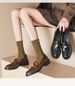 One-pedal Small Leather Shoes Medium Heel Single Shoes Thick Heel Loafers Women's Shoes_vogvips.com