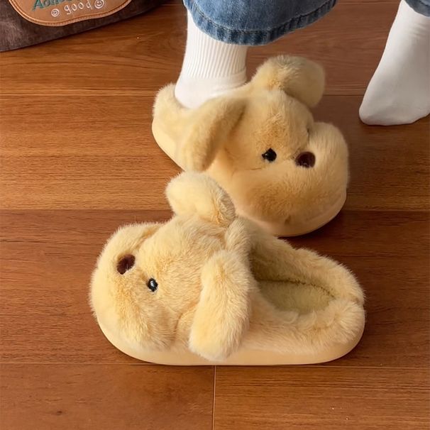 Internet Celebrity Cute Puppy Furry For Women, Outdoor Wear, 2025 Autumn Winter New Thick Sole Warm Closed-Toe Cotton_vogvips.com